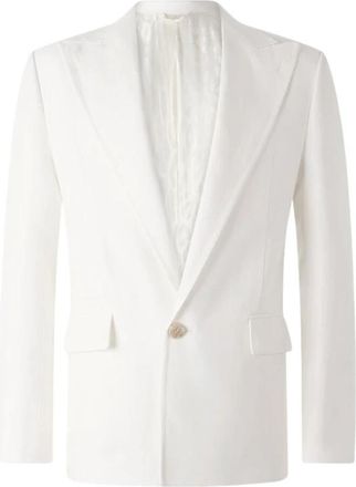 Roberto Cavalli Blazer met Jaguar Skin Print - Heren - Blazers - Wit - M - Jassen