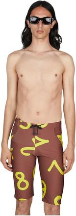 Vivienne Westwood Badmode, Heren, Bruin, S, Leer, Graphic Print Zwembroek