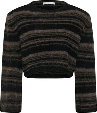Gestuz GZsida Gestreepte Pullover - Dames - Ronde hals truien - Zwart - 2XS - Wol - Truien & Vesten