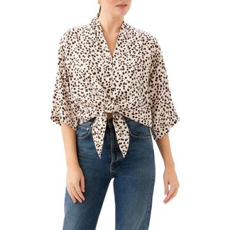 Fifteen Twenty Bernice Tie Front Shirt in Print at Nordstrom, Size X-Small