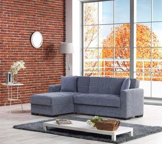 Dmora Sof&aacute; Cama Ddajca, Sof&aacute; Cama Rinconera Con Pen&iacute;nsula Reversible, Sof&aacute; Contenedor Para Sal&oacute;n Con Chaiselongue Y 2 Cojines, 230x150h81 Cm, Gris - Dmora