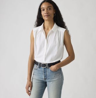 Levi's Londyn Short Sleeve Popover Top - Womens - XS - White