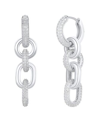 Suzy Levian Suzy Levian Silver Cz Chain Link Drop Dangle Earrings