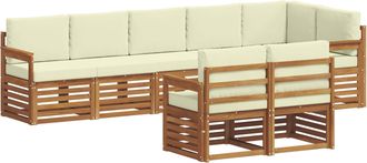 vidaXL Conjunto De Sof&aacute;s De Exterior 8 Uds. Natural Y Crema Poli&eacute;ster Vidaxl