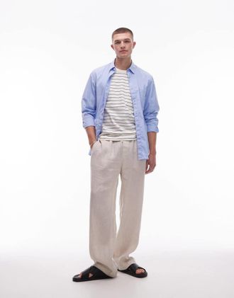 Arket linen drawstring relaxed pants in beige-Neutral