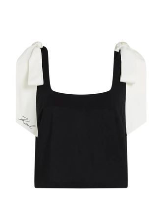Karl Lagerfeld Cropped Black Top with Square Neckline