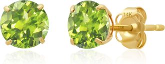 MAX + STONE 14k Yellow Gold 6MM Round Stud Gemstone Earrings