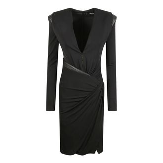 Versace Deep V-neck Cr&ecirc;pe Mini Dress