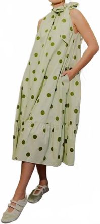 Glam Polka Dot Midi Dress In Green
