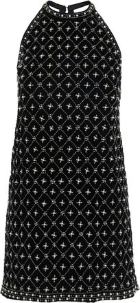 Twin-Set Fluwelen mini-jurk met geborduurde kristallen - Zwart