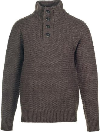 Schott NYC Mens Funnel Neck Military Sweater In Coffee Bean