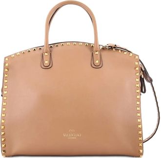 Valentino Garavani Rockstud Convertible Dome Leather tote bag - Beige