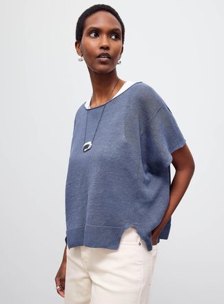 Naif Womens Kimmy pure linen cap-sleeve sweater