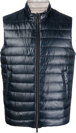 Herno reversible quilted padded gilet - men - Polyamide/Down/Polyamide/Feather - 50 - Blue
