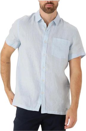 Scotch & Soda Overhemden, Heren, Blauw, S, Linnen, Kortemouwen Linnen Overhemd voor Heren