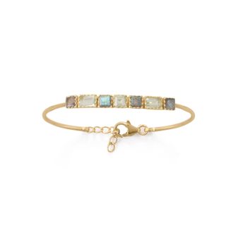 Liv Oliver 18k Gold Labradorite Multi Emerald Cut Bangle