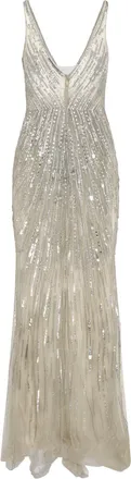 Room76 Womens Dress V-Neck Sequin Ivory Polyamide