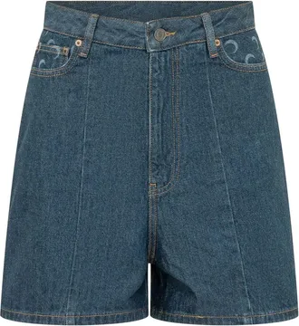 Marine Serre Panelled Denim Shorts - Dames - Denim shorts - Blauw - S - Denim - Korte Broeken