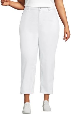 Lands End Plus Size Soft Denim Mid Rise Relaxed Straight Crop Jeans in White at Nordstrom, Size 20W