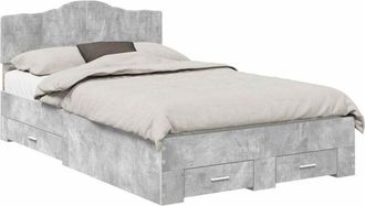 vidaXL Estructura De Cama Con Cabecera Gris Concreto 120 X 200 Cm Vidaxl