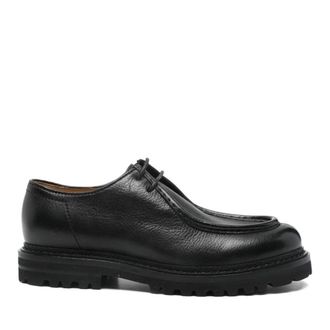 Henderson Black Deer Leather Lace-Up Closed-Toe Flats