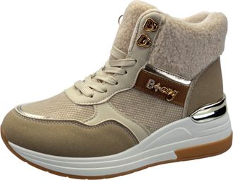 Generic Womens Winter Ankle Boots, Lined Hiking Shoes with Platform Sole, Black/Burgundy/Beige/Brown, Lace-Up Walking Trainers (Beige, One Size, UK Footwear S