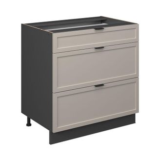 Vicco Mueble Bajo De Cocina Fame-line, Grisbeige, 80 Cm Con 3 Cajones, Sin Encimera, Vicco