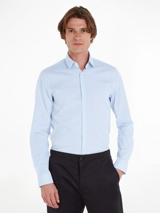 Calvin Klein Langarmhemd CALVIN KLEIN POPLIN STRIPE SLIM SHIRT, Herren, Gr. 45, N-Gr, blau (vista blau), Web, Obermaterial: 97% Baumwolle, 3% Elasthan, unifarben, 