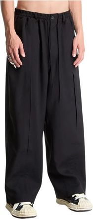 Yohji Yamamoto Broeken, Heren, Zwart, L, SU Pleatd Pants