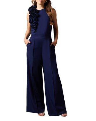Coast Corsage Detail Pleated Jumpsuit in Navy at Nordstrom, Size 8