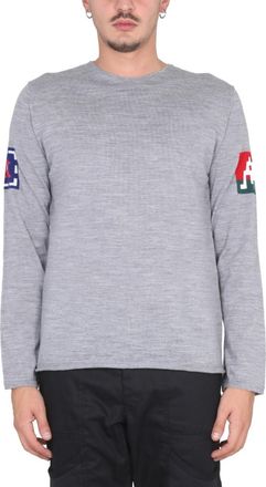 Comme Des Gar&ccedil;ons Light Grey Intarsia Knit Sweater