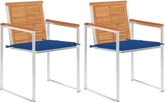 vidaXL Vidaxl - Sillas De Jard&iacute;n Con Cojines 2 Uds Madera Maciza Acacia Y Acero