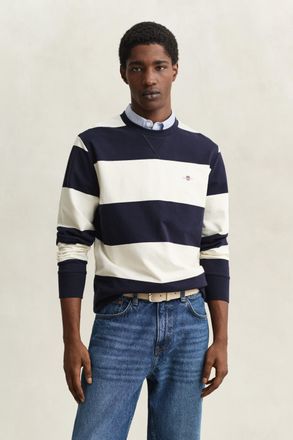 GANT Sweatshirt GANT STRIPED C-NECK, Herren, Gr. 4XL, evening blau, Sweatware, Obermaterial: 100% Baumwolle, gestreift, h&uuml;ftlang, Rundhals, angesetztes B&uuml;n