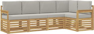 vidaXL Conjunto De Sof&aacute;s De Exterior 5 Uds. Blanco Y Gris Claro Vidaxl