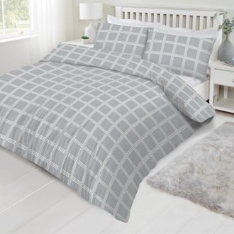 Lewis's Montreal Duvet Set - Grey - King | TJ Hughes