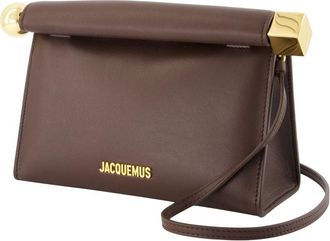 Jacquemus Womens Le Sac Rond Carre - Jacquemus Leather Brown Lambskin Bags Handbags-Purses