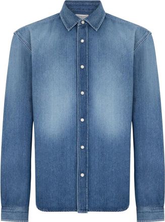Saint Laurent Denim Shirts, male, Blue, Size: M Denim Shirt with Long Sleeves