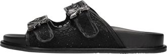 Patrizia Pepe Rete Strass - Dames - Sandalen - Zwart - 38 EU - Leer - Schoenen