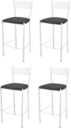 Tommychairs Tommychairs 4 Taburetes Elegance En Acero Blanco Asiento Polipiel Gris Oscuro