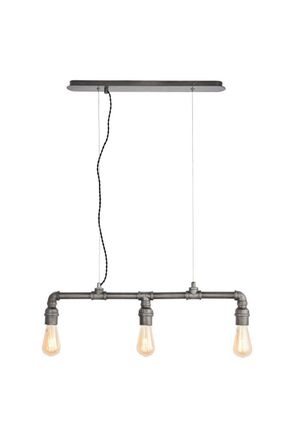 Netlighting Pipe 3 Light Pendant Bar Light Aged Pewter Paint E27