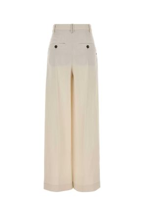 Brunello Cucinelli Womens Ivory Viscose Blend Wide-Leg Pant C579 Exterior: Linen Pantaloni
