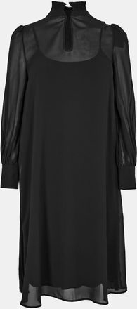 HUGO BOSS Womens Dijuna Mock Neck Long Sleeve Midi Dress in Black - Size 4 UK