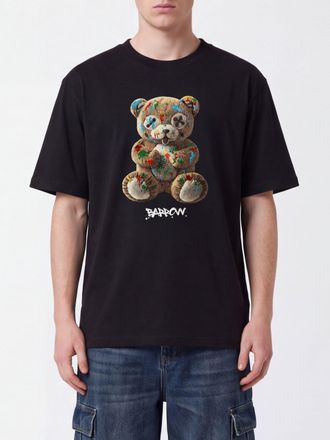 Barrow Cotton T-shirt with Teddy Bear Print and Contrast Logo