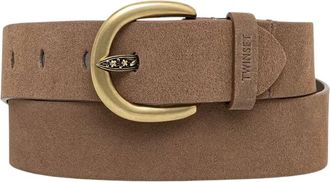 Twinset Su&egrave;de riem met logo - Dames - Accessoires - Bruin - Maat: L Su&egrave;de