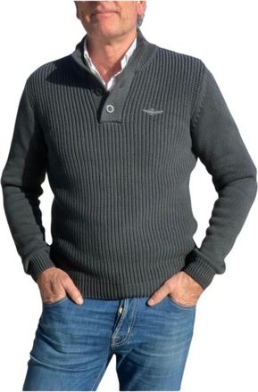 Aeronautica Maglione a collo alto con abbottonatura - - Knitwear - Uomo - Verde - M