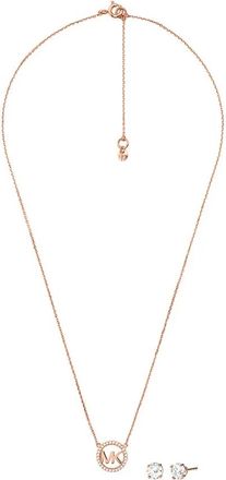 Michael Kors Pav&eacute; Logo Bedel Ketting en Oorbel Set - Dames - Sieraden - Geel - ONE Size - Accessoires