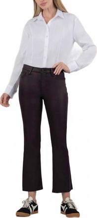 Kut from the Kloth Kelsey High Rise Raw Hem Ankle Flare Jeans In Sangria