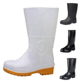 Generic Momolaa Mens Womens Safety Wellies Size 4 Steel Toe Cap Calf Welly Waterproof Wellington Work Boots Mid Calf Rubber Work Boots for Mud Gardening Farmi