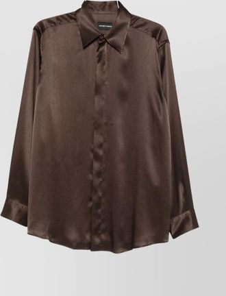 Emporio Armani longline satin double-breasted shirt