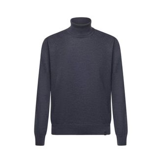 Fay Turtlenecks, male, Blue, Size: XL Wool Turtleneck Sweater